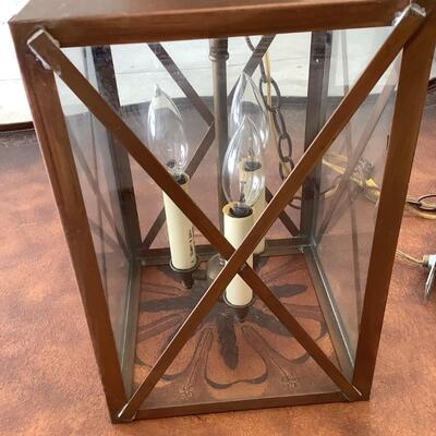 Copper & glass light fixture, nautical feel to this hanging light