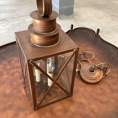 Copper & glass light fixture, nautical feel to this hanging light