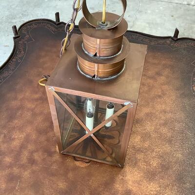 Copper & glass light fixture, nautical feel to this hanging light