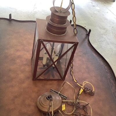 Copper & glass light fixture, nautical feel to this hanging light