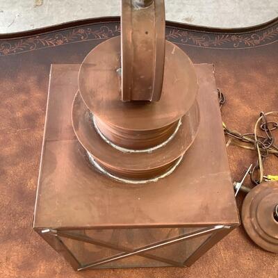 Copper & glass light fixture, nautical feel to this hanging light