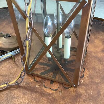 Copper & glass light fixture, nautical feel to this hanging light