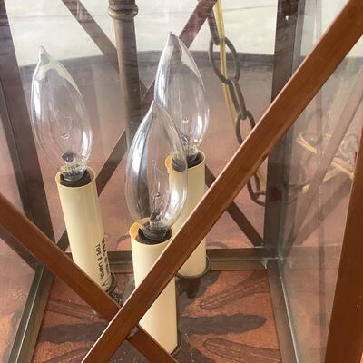 Copper & glass light fixture, nautical feel to this hanging light