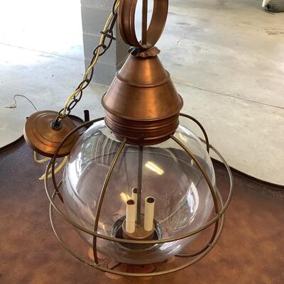 Glass & copper light fixture round with nautical feel
