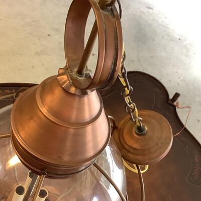 Glass & copper light fixture round with nautical feel