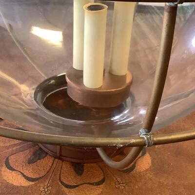 Glass & copper light fixture round with nautical feel