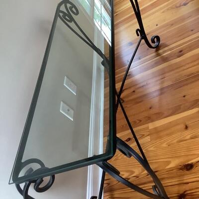 Wrought iron & glass top console/sofa table
