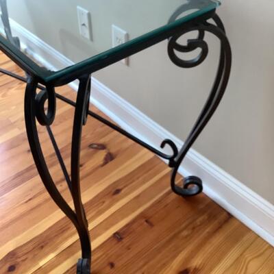 Wrought iron & glass top console/sofa table