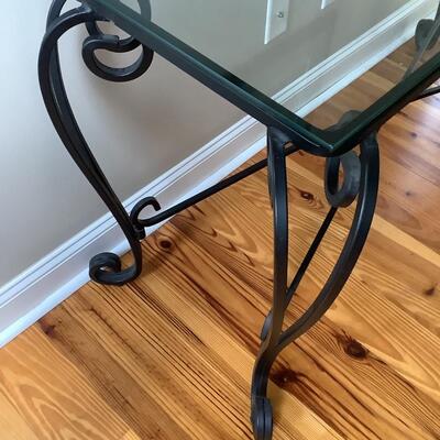 Wrought iron & glass top console/sofa table
