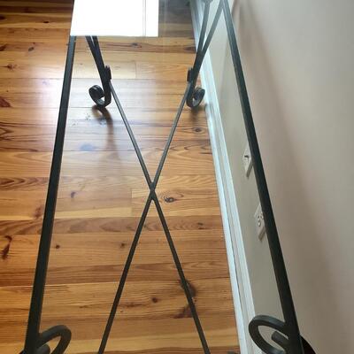 Wrought iron & glass top console/sofa table