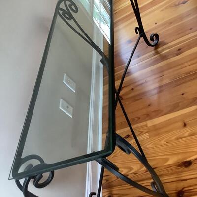 Wrought iron & glass top console/sofa table