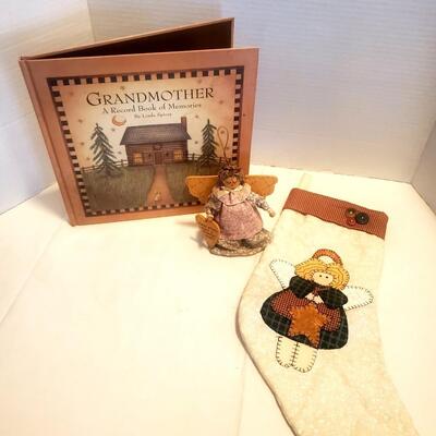 New - Grandmother Lot (A Record Book of Memories) & Figurine & Stocking