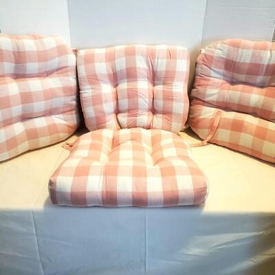 4 New Chair Cushions - Pink and White Checkers