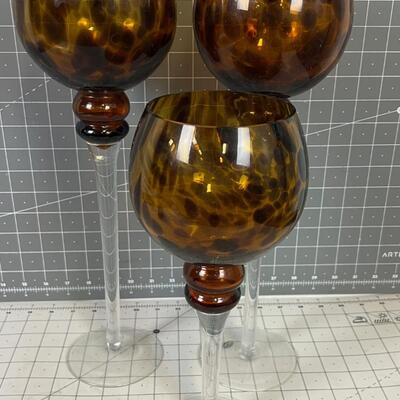 Hand Blown Glass Vases  (3) Giant Goblet Style