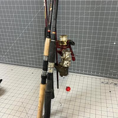 3 Poles and 2 Reels For Fishing 