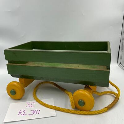 Green and yellow pull wagon