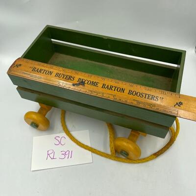 Green and yellow pull wagon