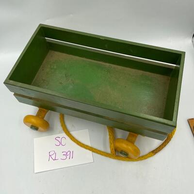 Green and yellow pull wagon