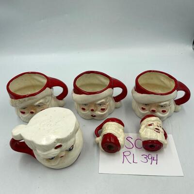 1955 set of 4 Santa mugs and salt & pepper shakers