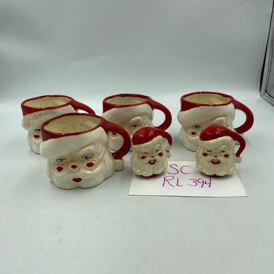 1955 set of 4 Santa mugs and salt & pepper shakers