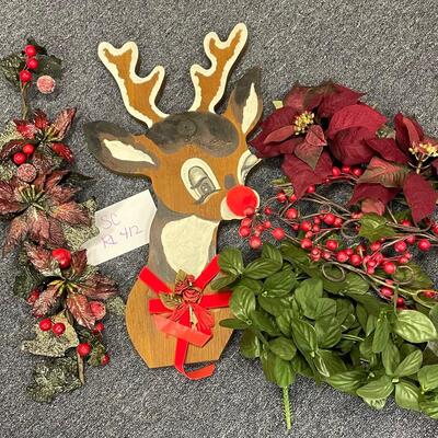Rudolph and greenery