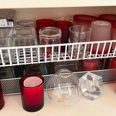 Small Candle Holders some candles, 2 shelves