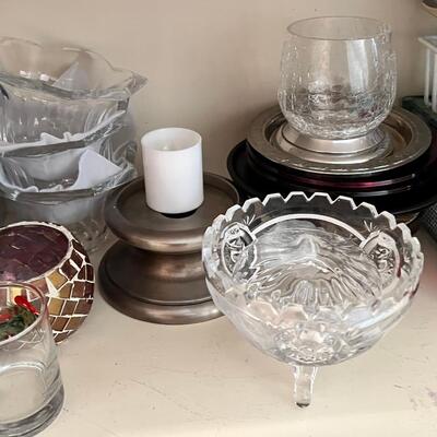 Small Candle Holders some candles, 2 shelves