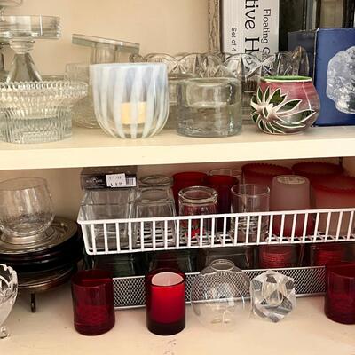 Small Candle Holders some candles, 2 shelves