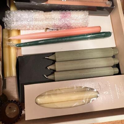 2 drawers filled with tapers , candle bases tea lights holders