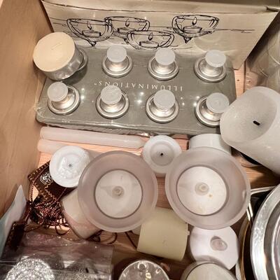 2 drawers filled with tapers , candle bases tea lights holders