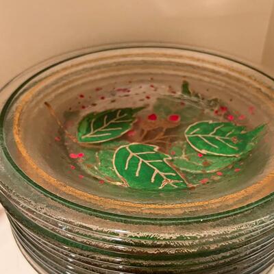Green cut crystal goblets green stem glasses christmas dessert plates Mugs