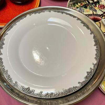 Table full of collectible glass and ceramics,  Noritake Quail plate with COA