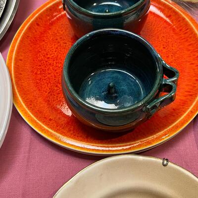 Table full of collectible glass and ceramics,  Noritake Quail plate with COA