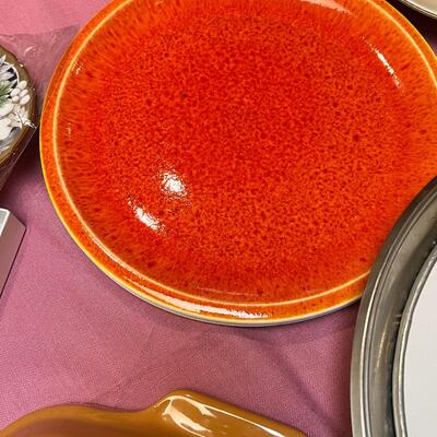 Table full of collectible glass and ceramics,  Noritake Quail plate with COA