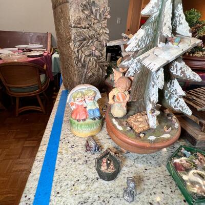 Holiday music boxes and figurines