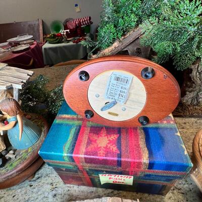 Holiday music boxes and figurines