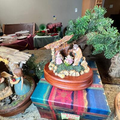 Holiday music boxes and figurines