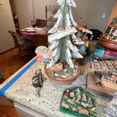 Holiday music boxes and figurines