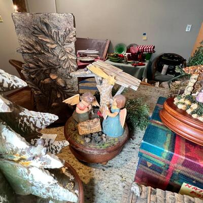 Holiday music boxes and figurines