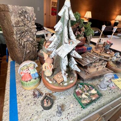 Holiday music boxes and figurines