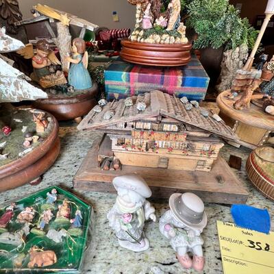Holiday music boxes and figurines