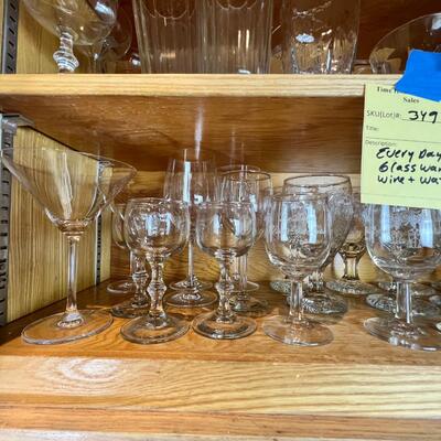 2 shelves of everyday drinking glasses