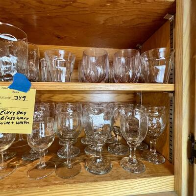 2 shelves of everyday drinking glasses