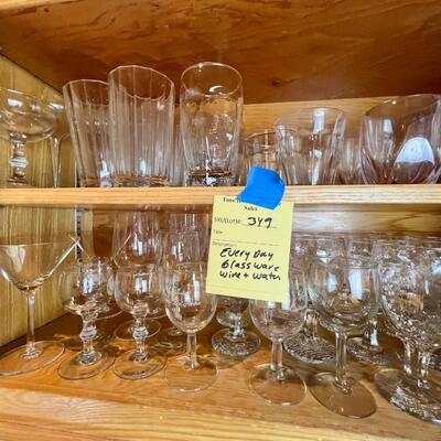 2 shelves of everyday drinking glasses