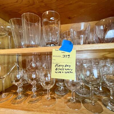 2 shelves of everyday drinking glasses