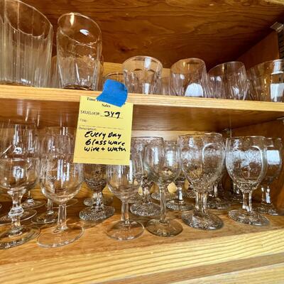 2 shelves of everyday drinking glasses