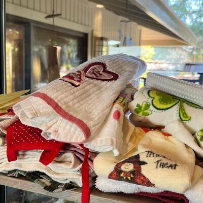 Kitchen towels and lots of seasonal flags
