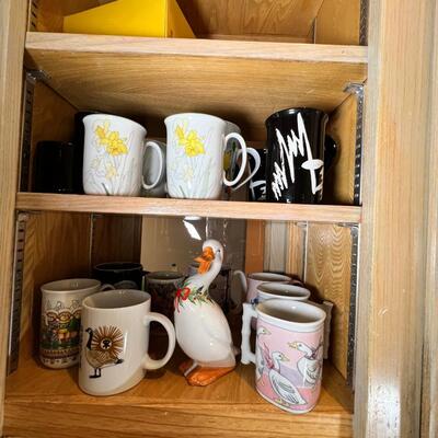 Goose figurine, geese mugs, coffee cups