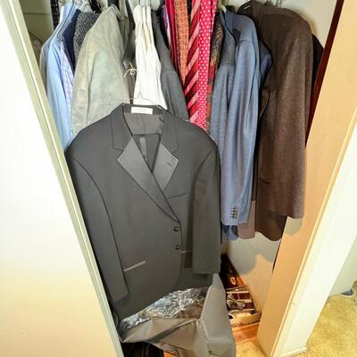 Men's clothing suits, ties, size 11 shoes
