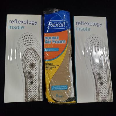 2 Reflexology Insoles, 1 Rexall Air Foam Insoles
